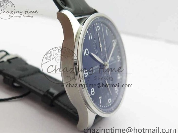 MIROTIME 0307 SunProtective Portugieser Chronograph Edition 150 Years IW371601 ZF 1:1 Best Edition Blue Dial on Black Leather Strap A7750 (Slim Movement) 7137